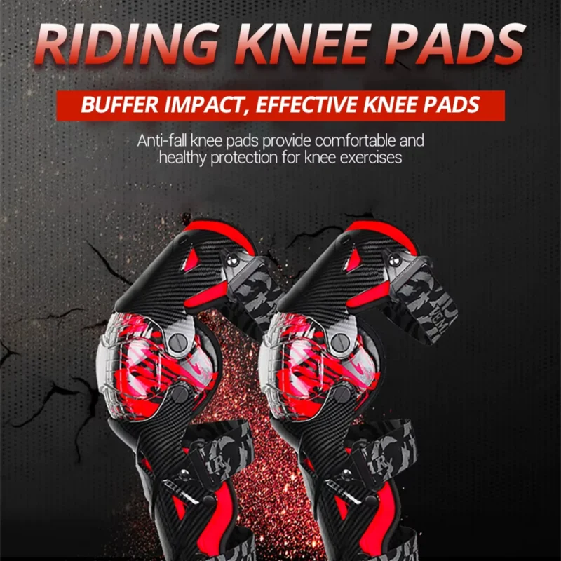 High-impact motorcycle knee pads with transparent shell, comfortable and breathable, all-season riding protection